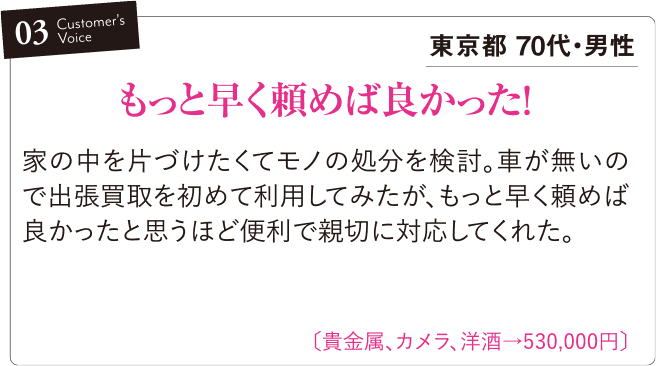 もっと早く頼めば良かった！