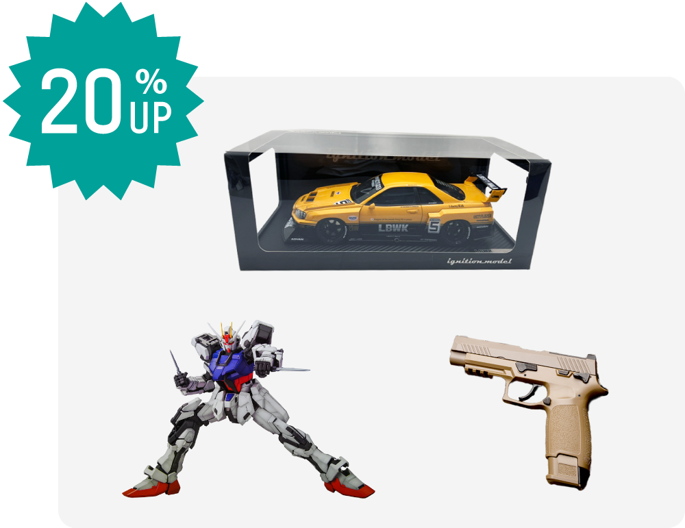 フィギュア・プラモデル・ミリタリー用品の買取価格20%UP